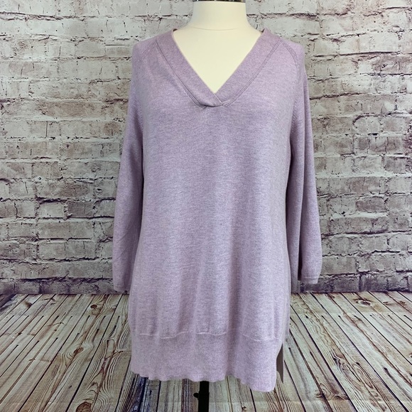 Chico’s Purple V Neck Pullover Angora Rabbit Hair Blend Sweater - Picture 1 of 12